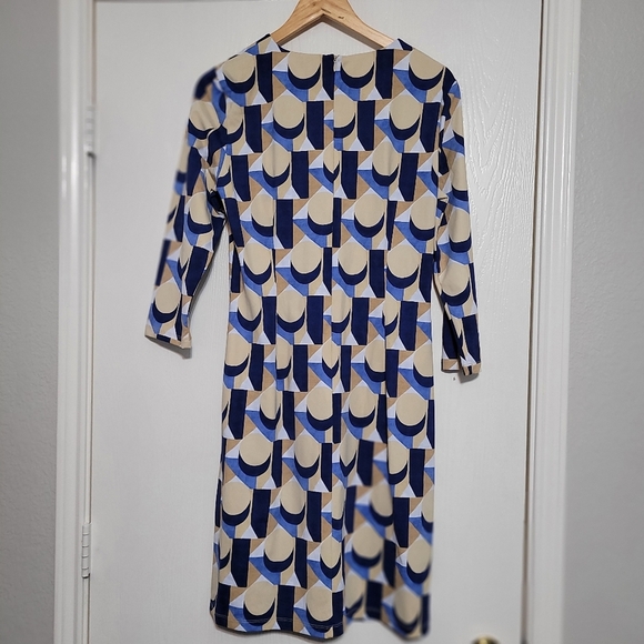 J McLaughlin Sophia Dress Size L Multicolor Slinky Jersey Sheath Catalina Cloth - Picture 4 of 5